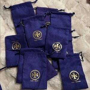 Set of 25 Tory Burch Velvet Pouches with Gold Logo